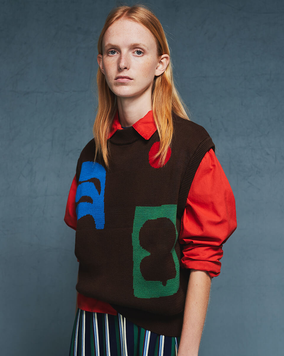Plant Seal Vest in Dark Brown by Bobo Choses Womenswear
