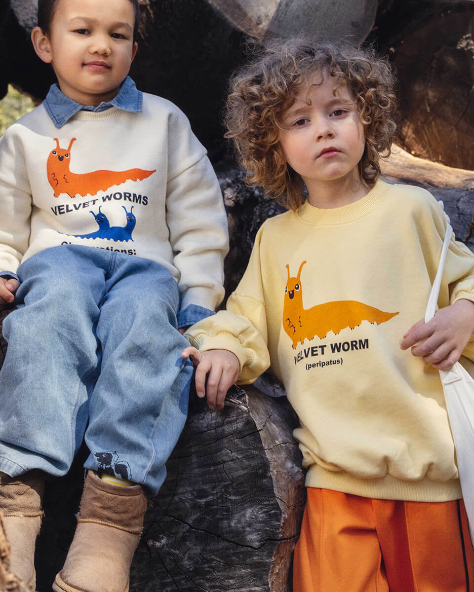 Velvet Worm Sweatshirt in Yellow by Mini Rodini