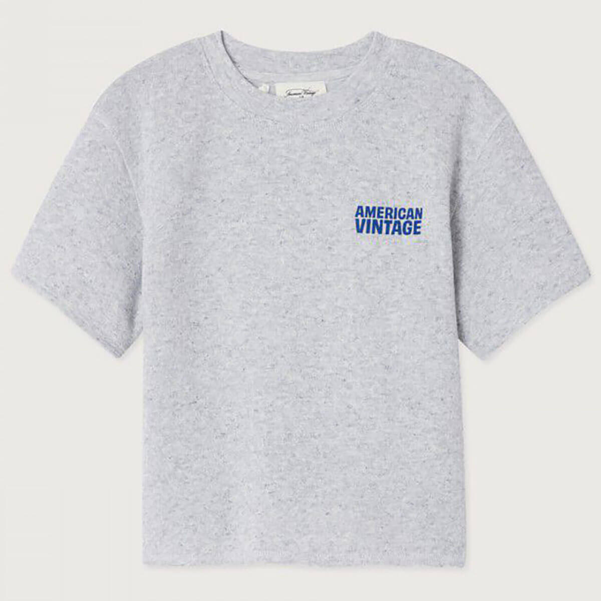Evona Kid's Short Sleeve Sweatshirt in Melange Light Grey by American Vintage