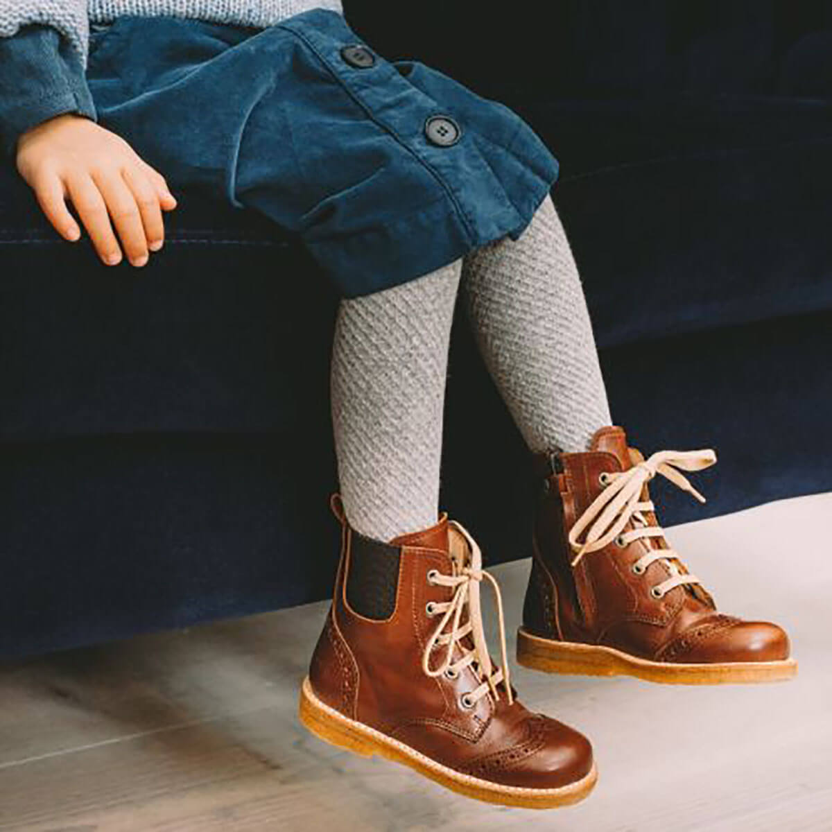 Narrow Lace Up Brogue Boots in Brown by Angulus - Last Ones In Stock - 26-35 EUR