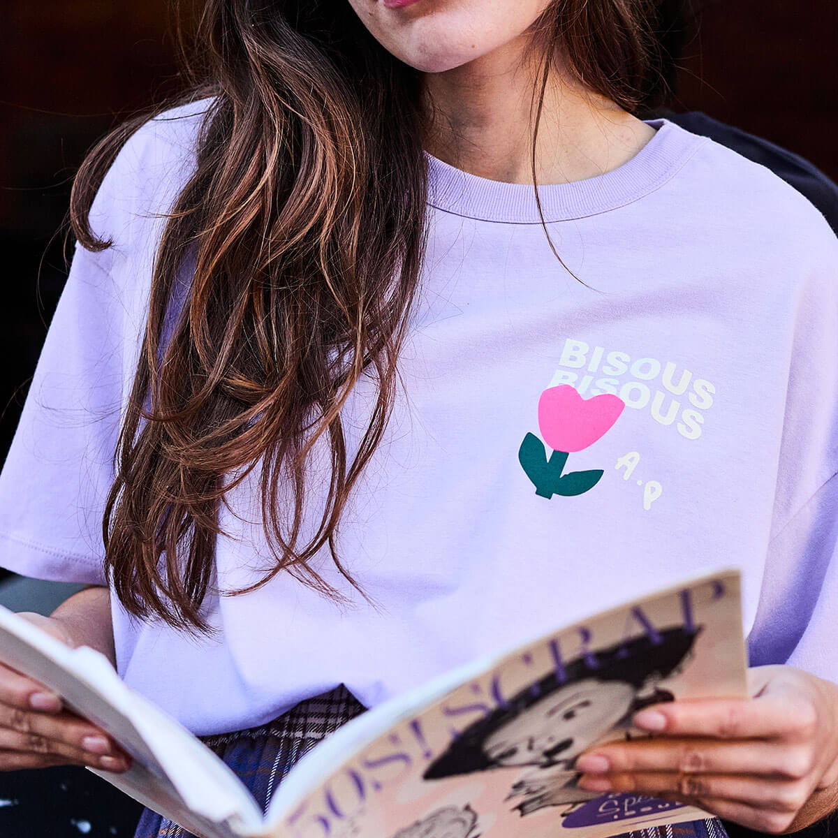 Bisous Bisous T-Shirt in Lilac by A.P Womenswear