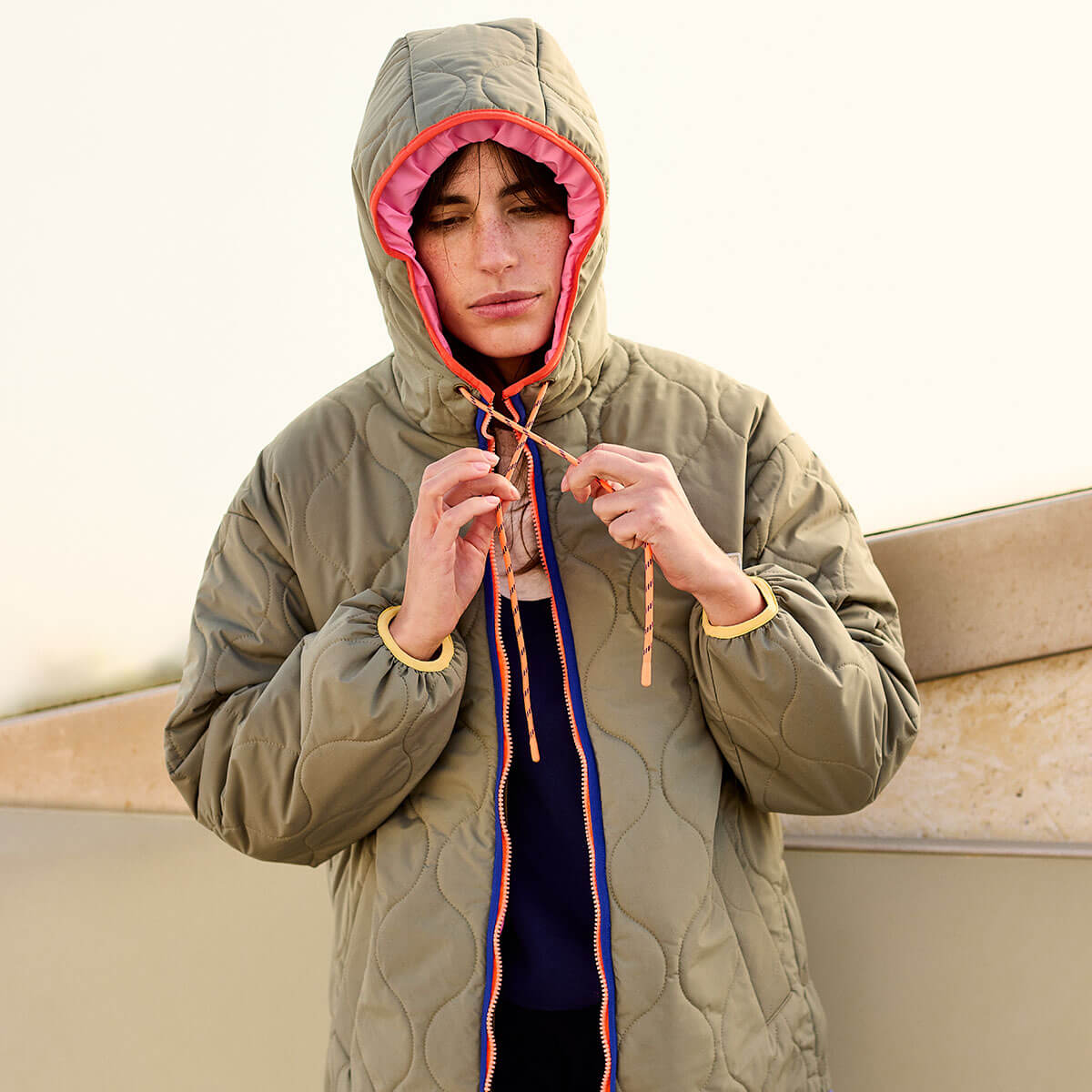 Reversible Hooded Parka in Khaki by A.P Womenswear
