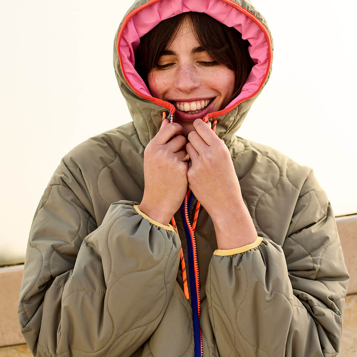 Reversible Hooded Parka in Khaki by A.P Womenswear