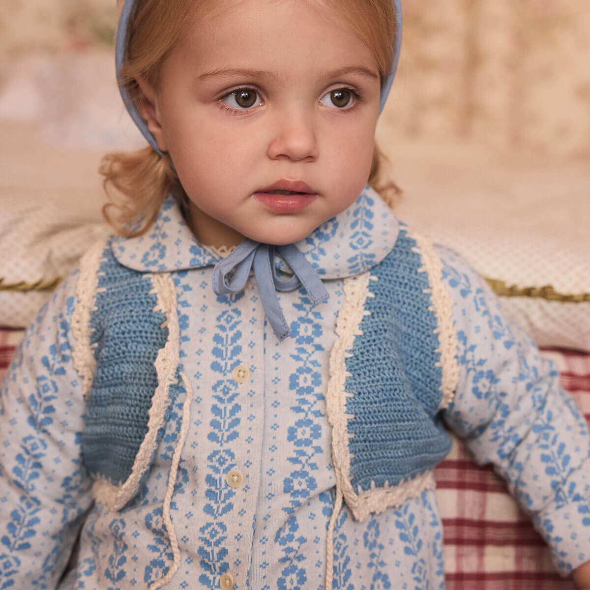 Baby Jersey Jane Cardigan in Nordic Floral Jacquard by Apolina