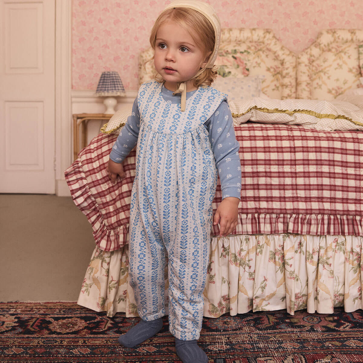 Baby Jersey Hilda Romper in Nordic Floral Jacquard by Apolina