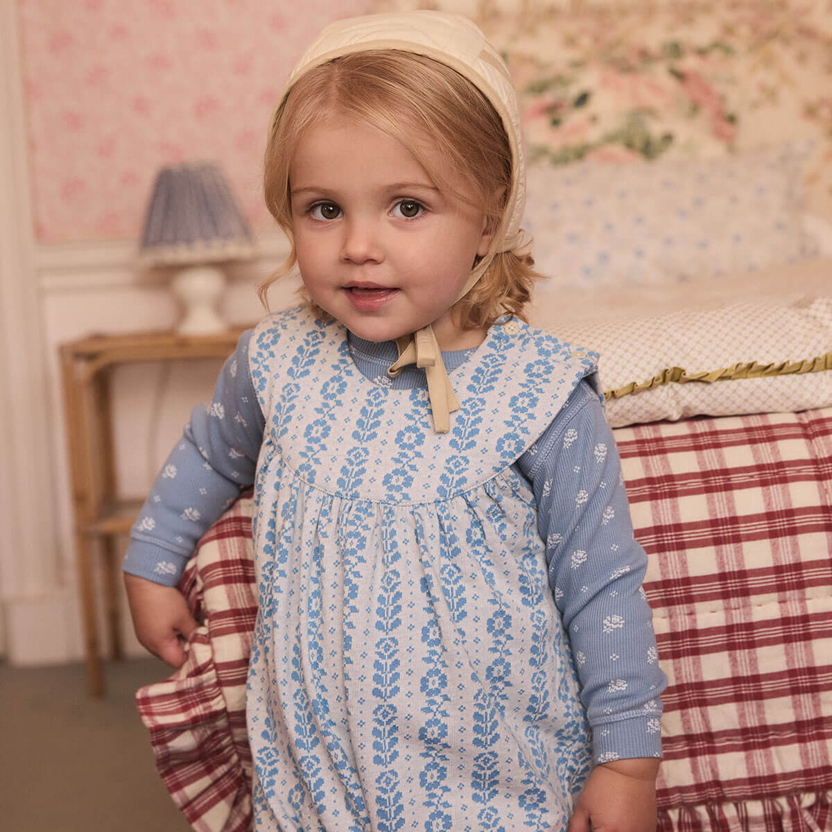 Baby Jersey Hilda Romper in Nordic Floral Jacquard by Apolina