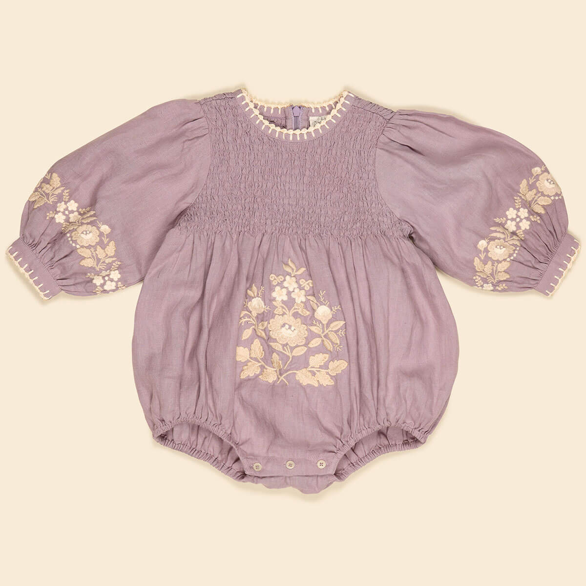 Baby Noemie Romper in Dusky Lavender by Apolina
