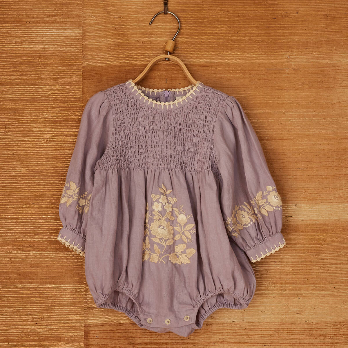 Baby Noemie Romper in Dusky Lavender by Apolina