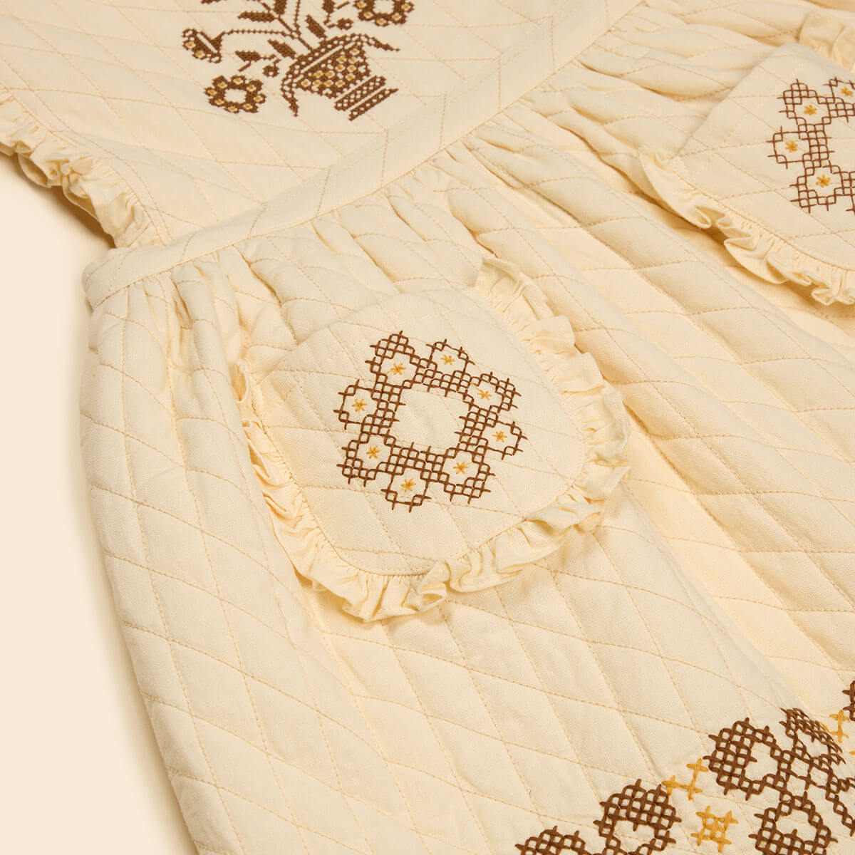 Ida Quilted Dress in Cream by Apolina