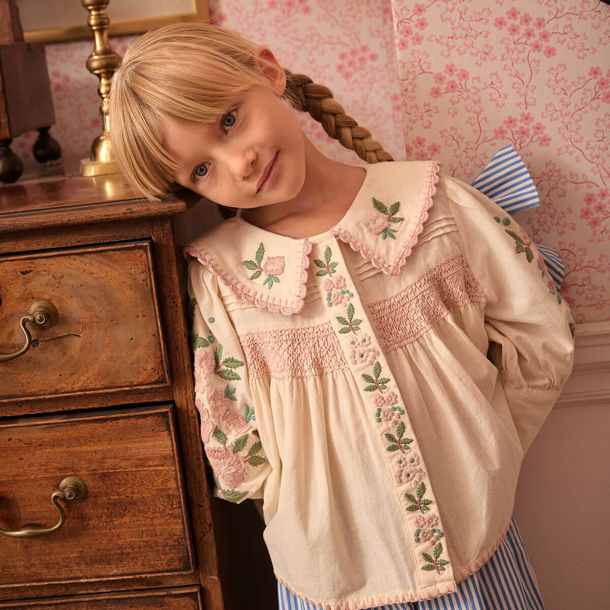 Lora Blouse in Milk-Cream by Apolina