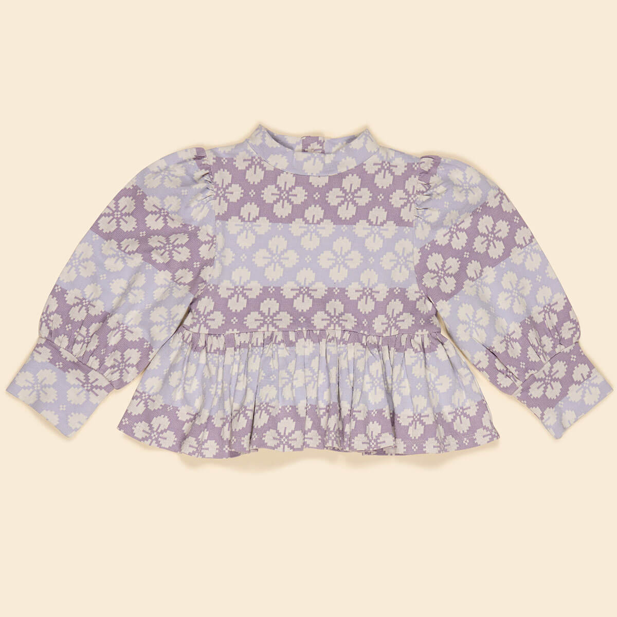 Mya Peplum Jersey Top in Icelandic Poppy Jacquard by Apolina
