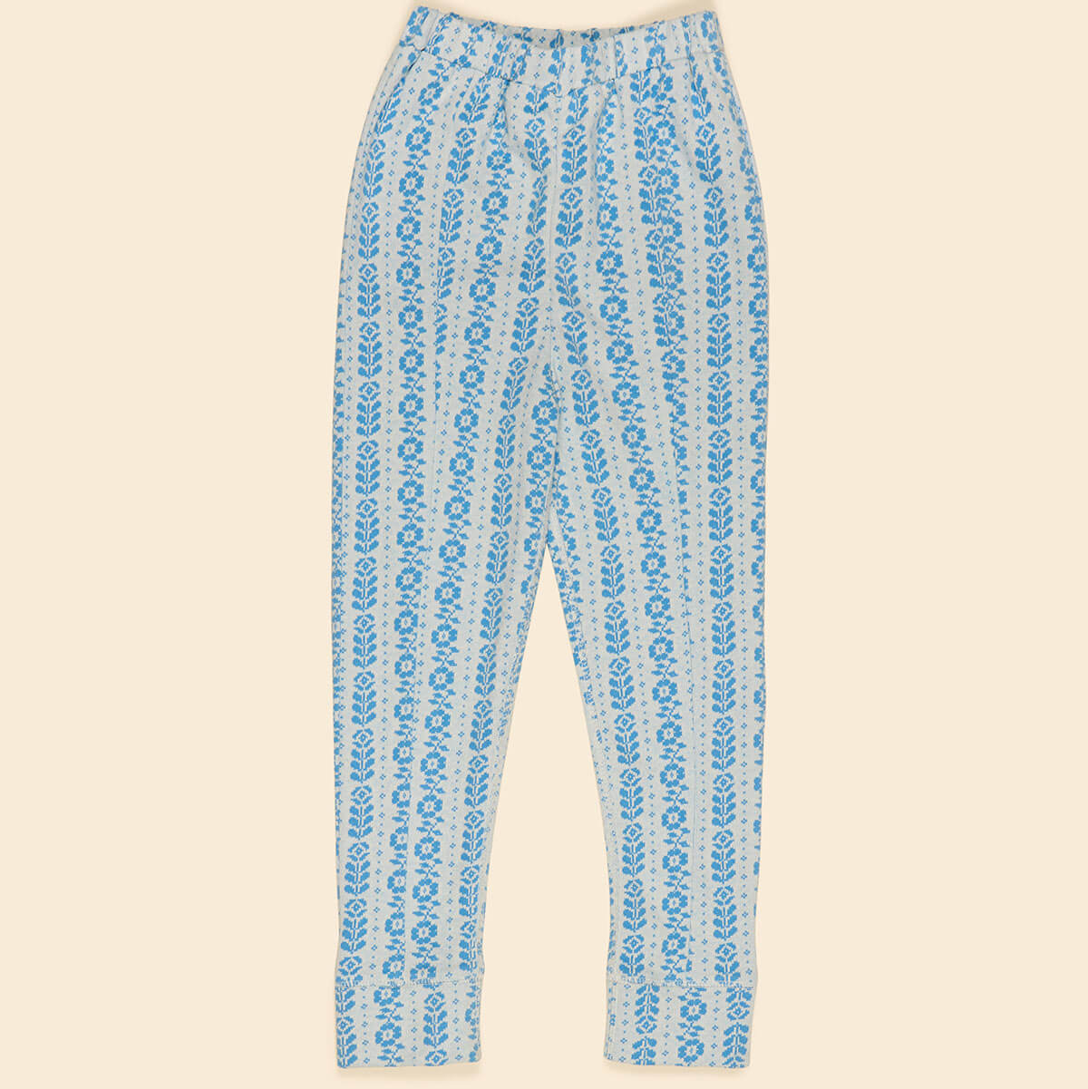 Sandy Slim Jersey Pant in Nordic Floral Jacquard by Apolina