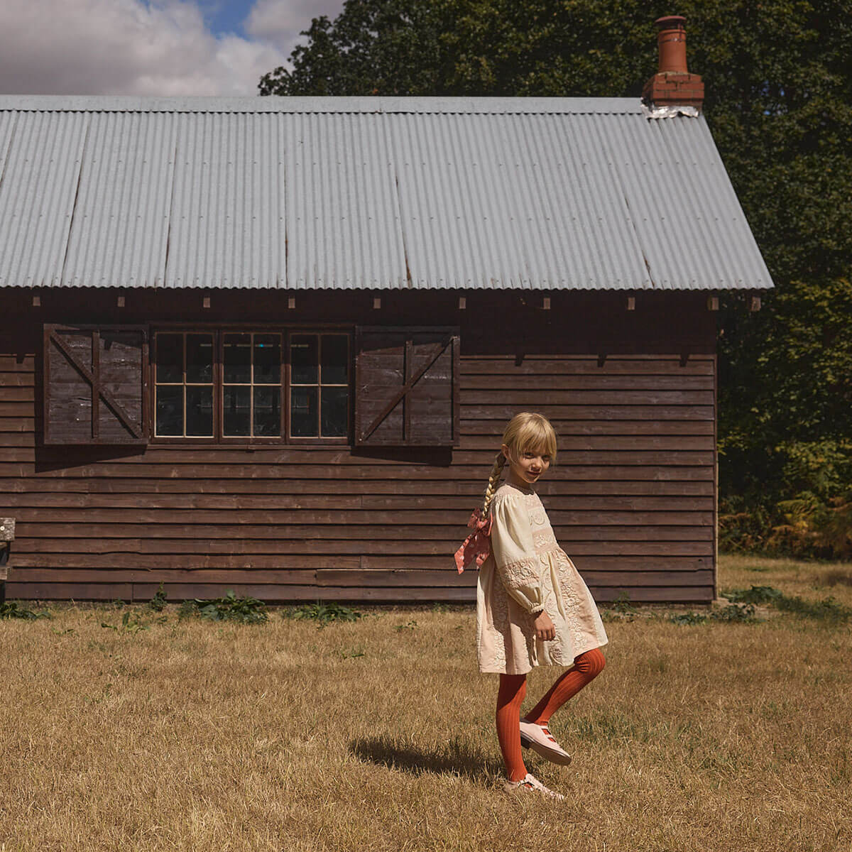 Wilma Dress in Dried Rose/Cream by Apolina