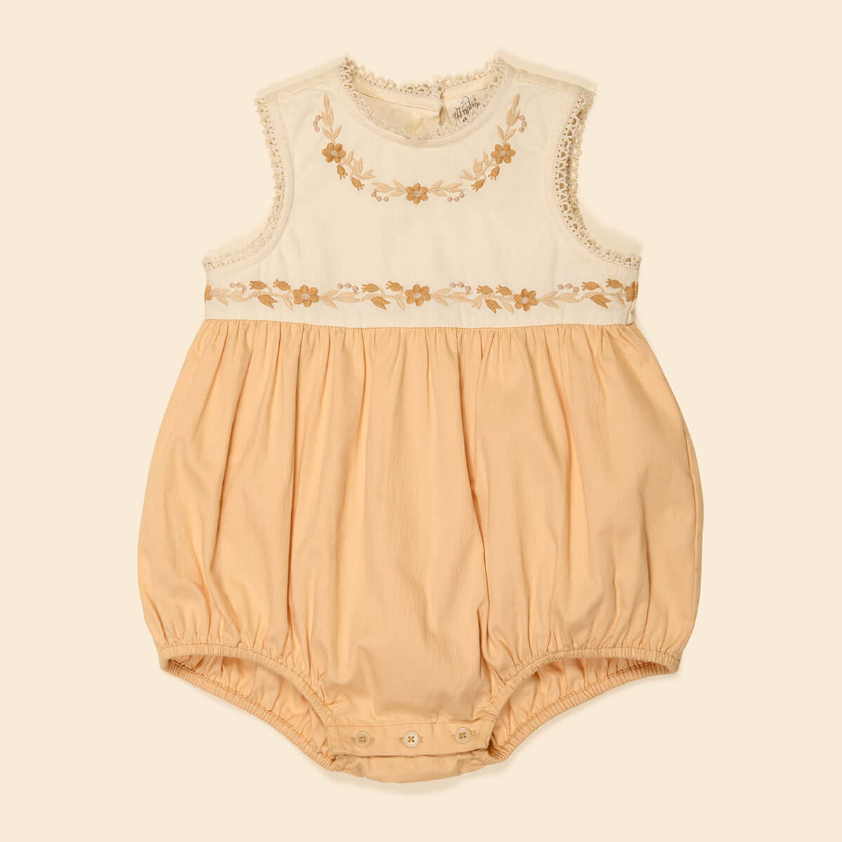 Clara Baby Bubble Romper in Cream / Peach Yoghurt by Apolina