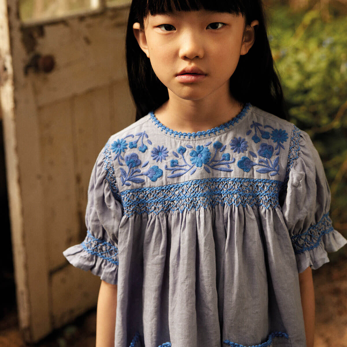 Dora Dress in Blue / Lilac by Apolina