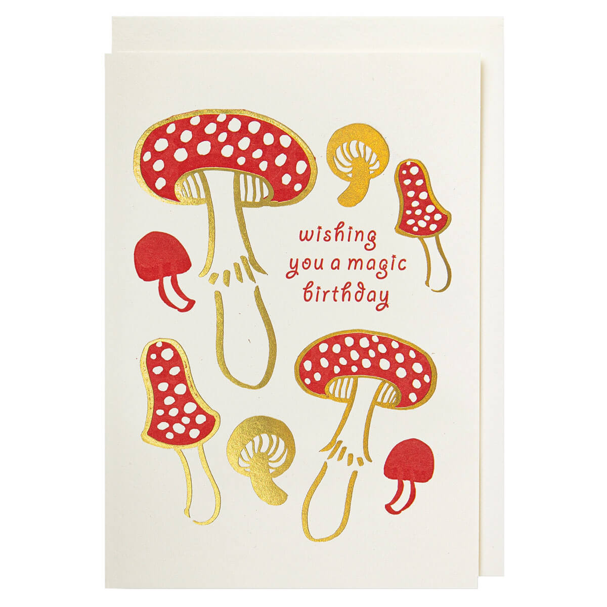 A Magical Birthday Mushrooms Mini Greetings Card by Archivist Gallery