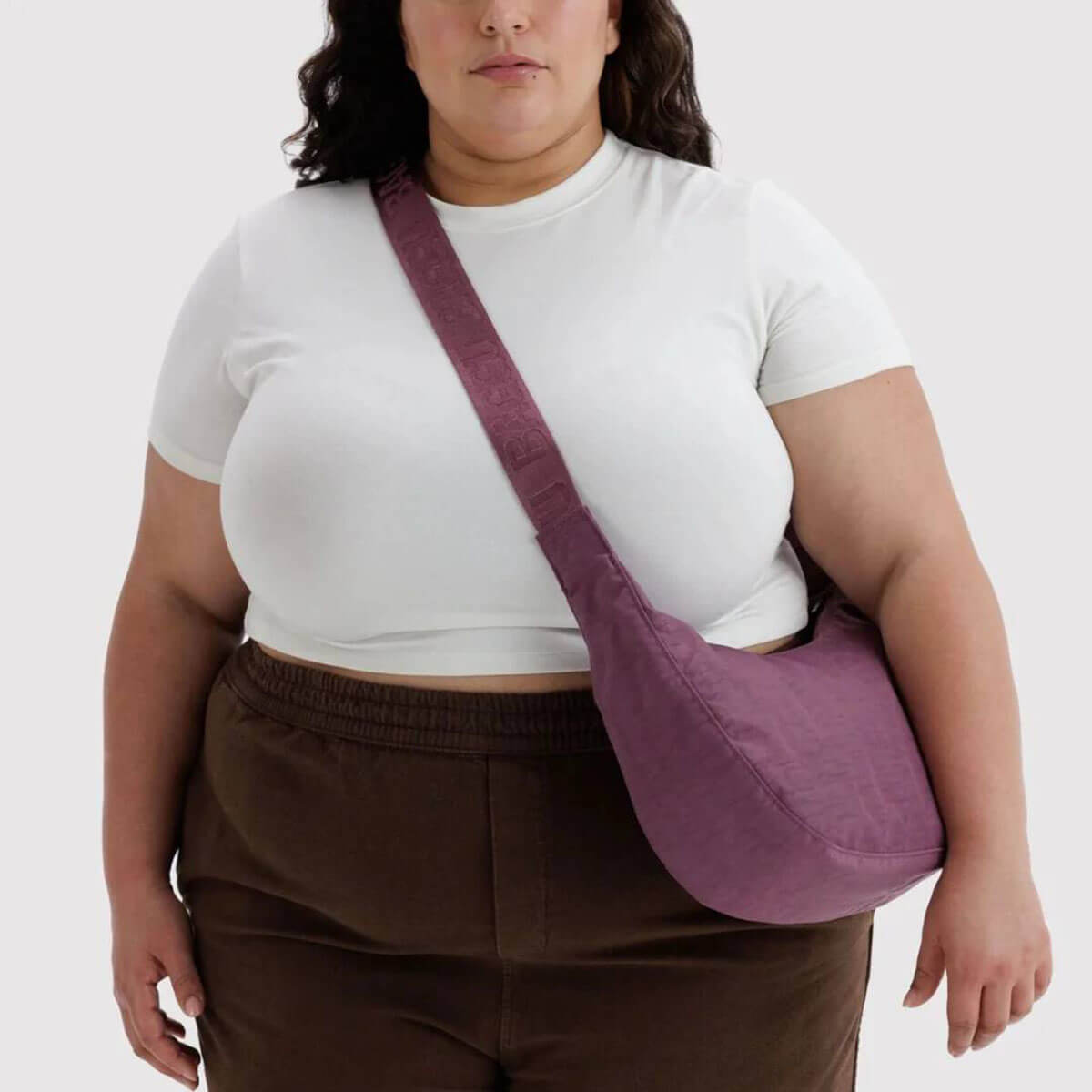 Medium Nylon Crescent Bag in Wild Plum by Baggu