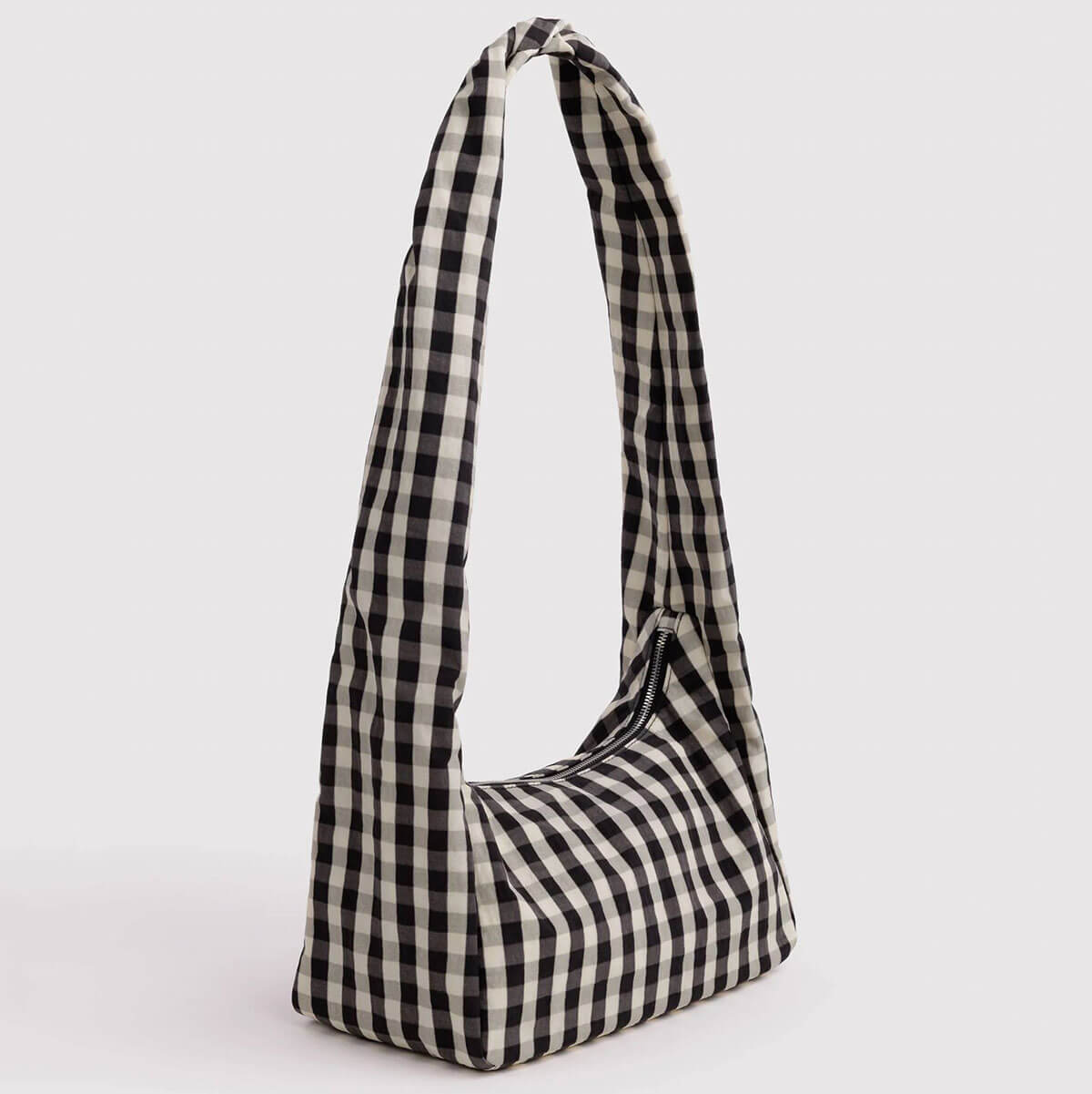 Nylon Meringue Bag in Black And Cream Gingham by Baggu