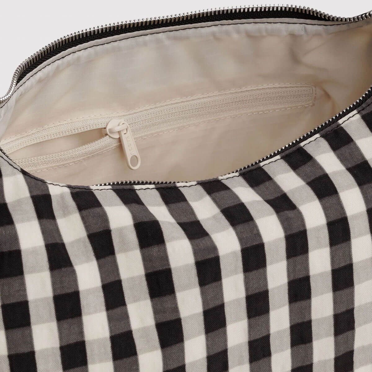 Nylon Meringue Bag in Black And Cream Gingham by Baggu