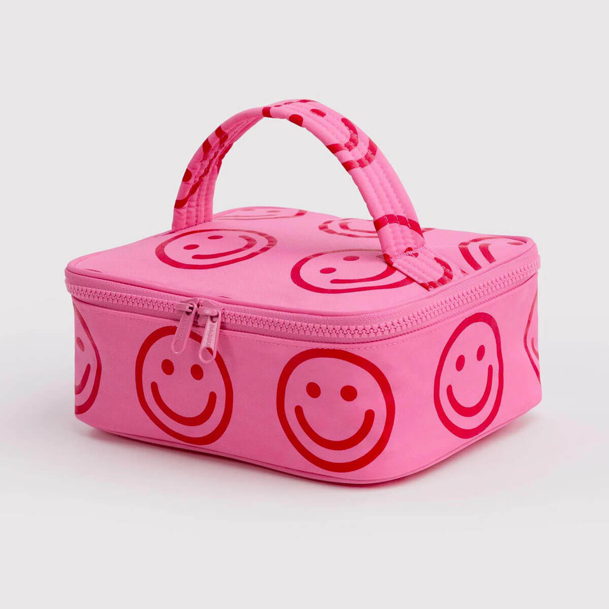 Small Cosmetic Case in Azalea Pink Happy by Baggu