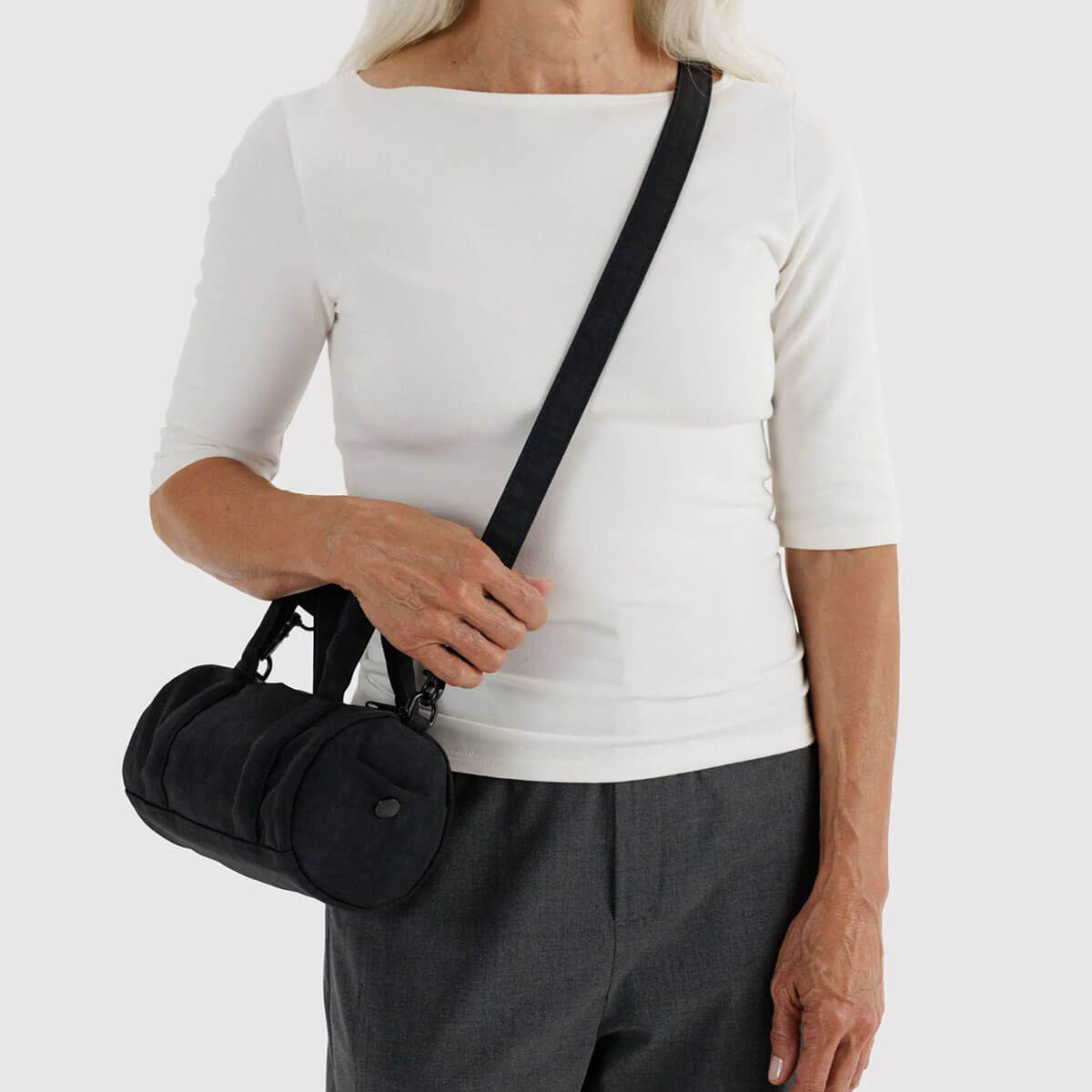 Small Nylon Duffle Bag in Black by Baggu
