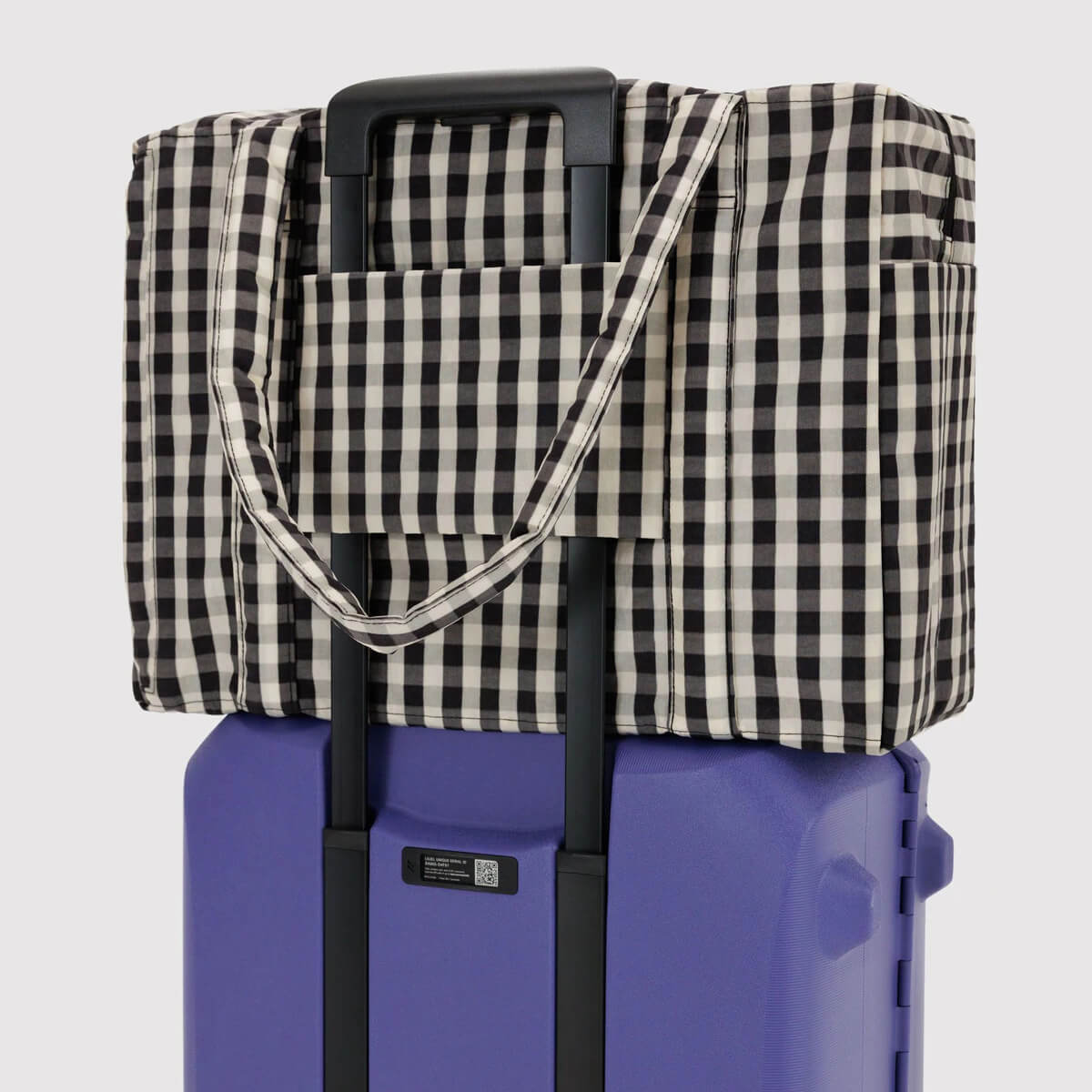 Cloud Carry-On Bag in Black And Cream Gingham by Baggu