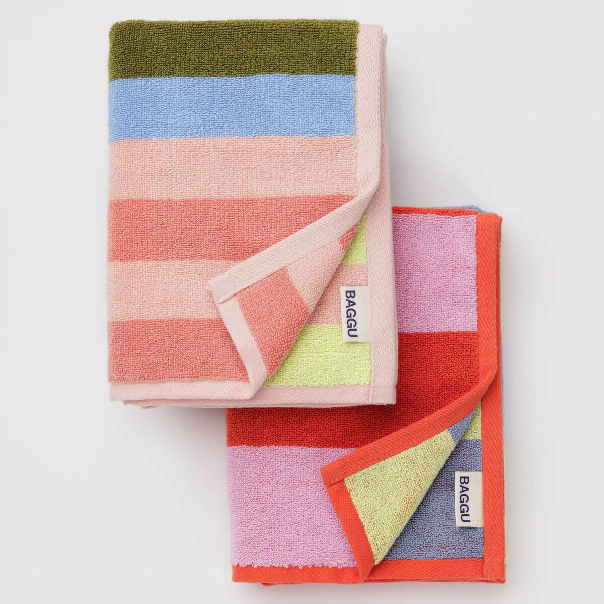 Hand Towel in Pool Stripe Mix by Baggu (Set of 2)