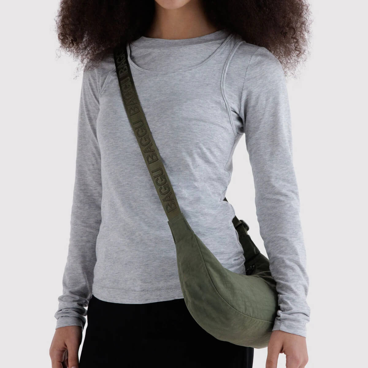 Small Nylon Crescent Bag in Caper by Baggu