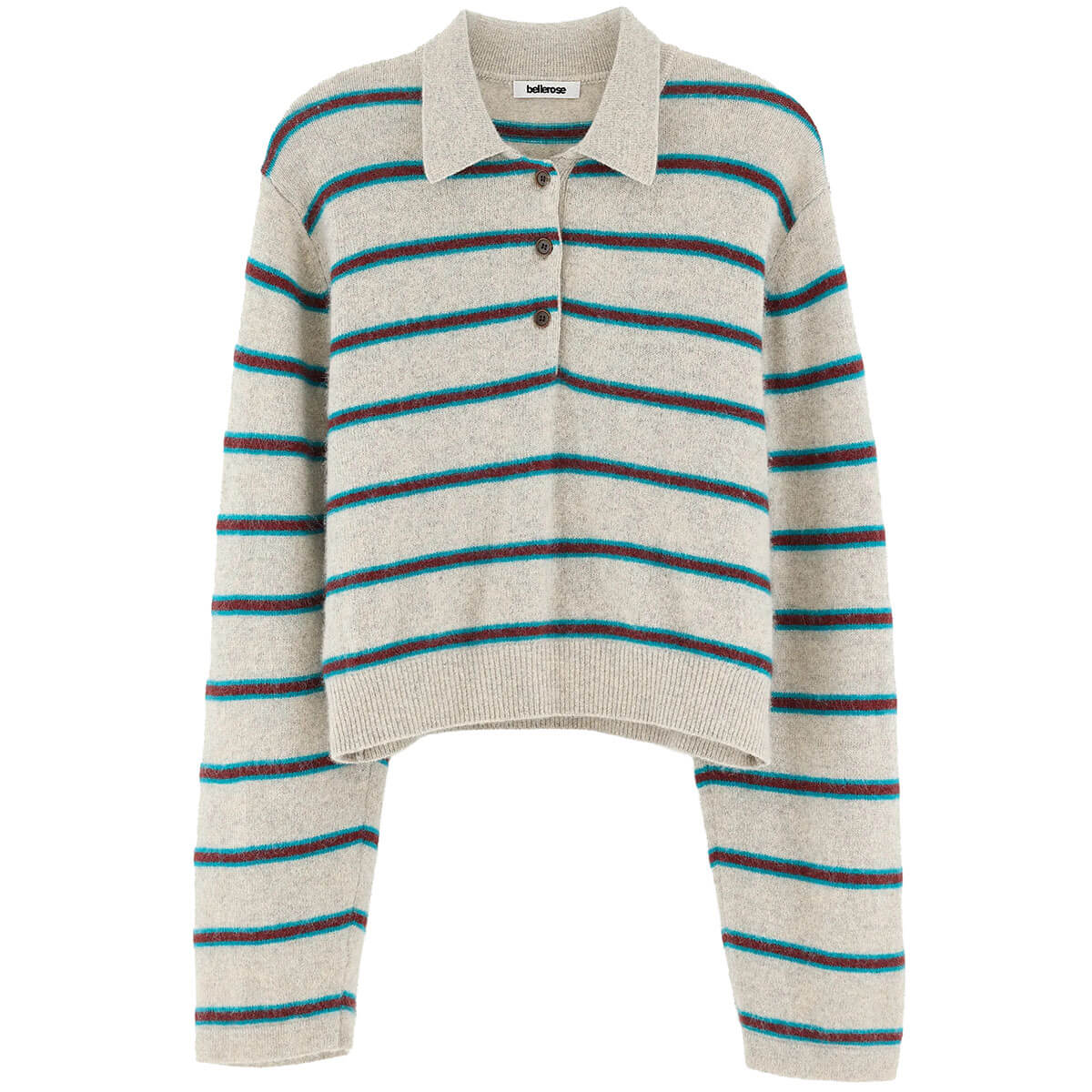 Dussy Striped Polo Sweater in Heather Grey by Bellerose