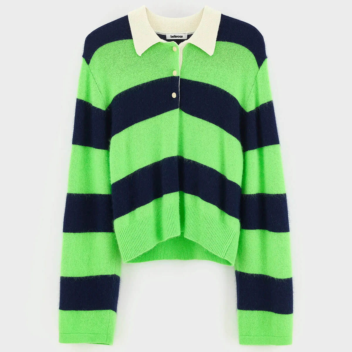 Dusto Striped Polo Sweater in Navy / Green by Bellerose