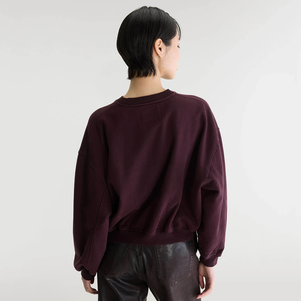 Fancy Cropped Crewneck Sweatshirt in Burgundy by Bellerose