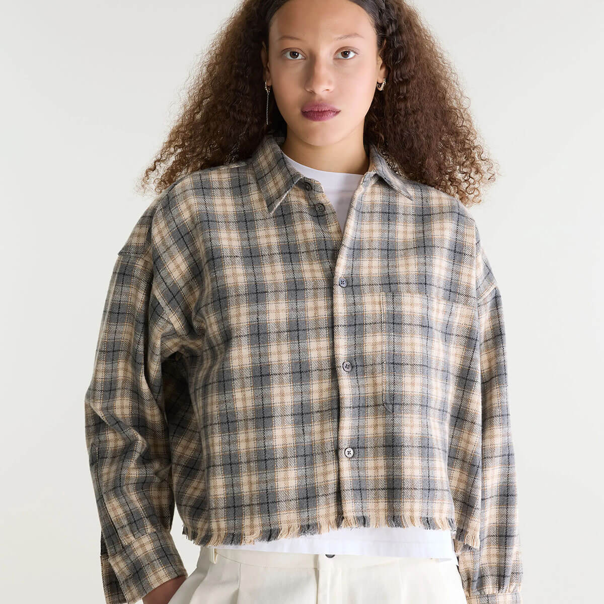 Jonnie Cropped Shirt in Check A by Bellerose