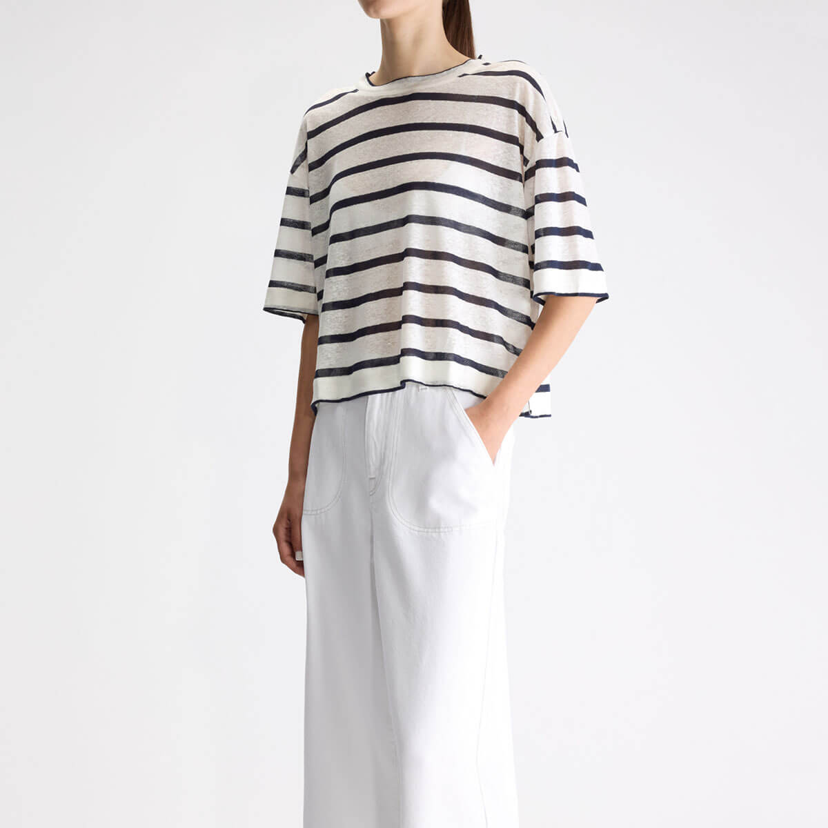 Vydel T-Shirt in White Stripe by Bellerose