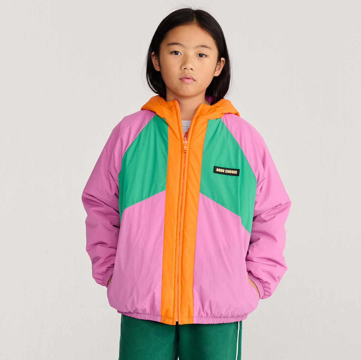 Almost Moiré All Over Reversible Anorak in Fuchsia by Bobo Choses