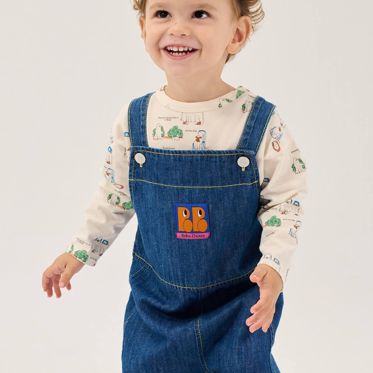 Booo Bo Choses Tag Denim Baby Overall by Bobo Choses