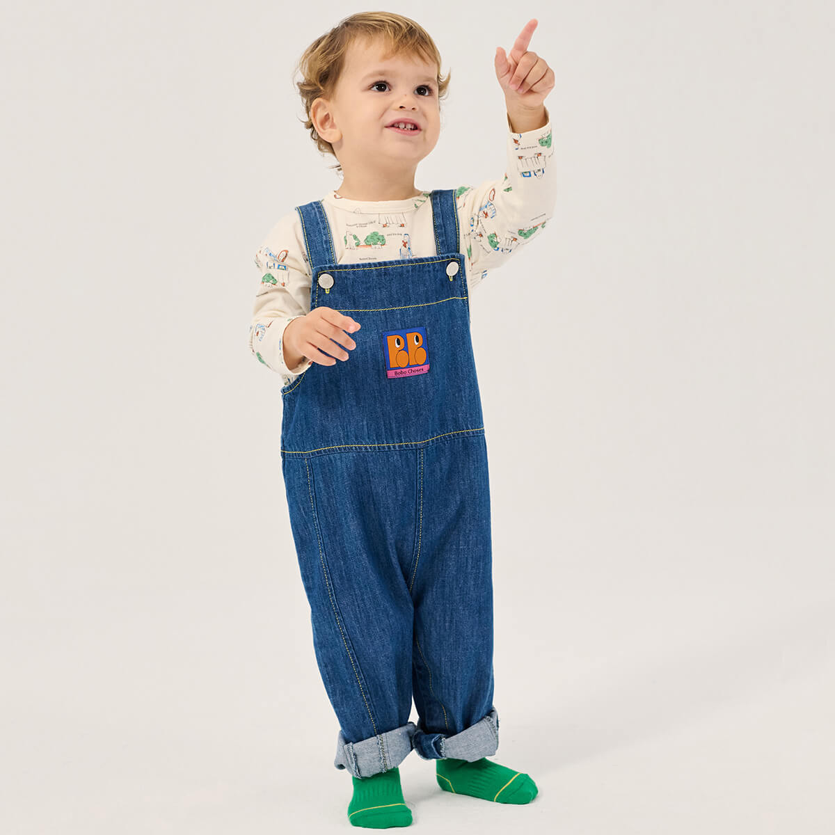 Booo Bo Choses Tag Denim Baby Overall by Bobo Choses