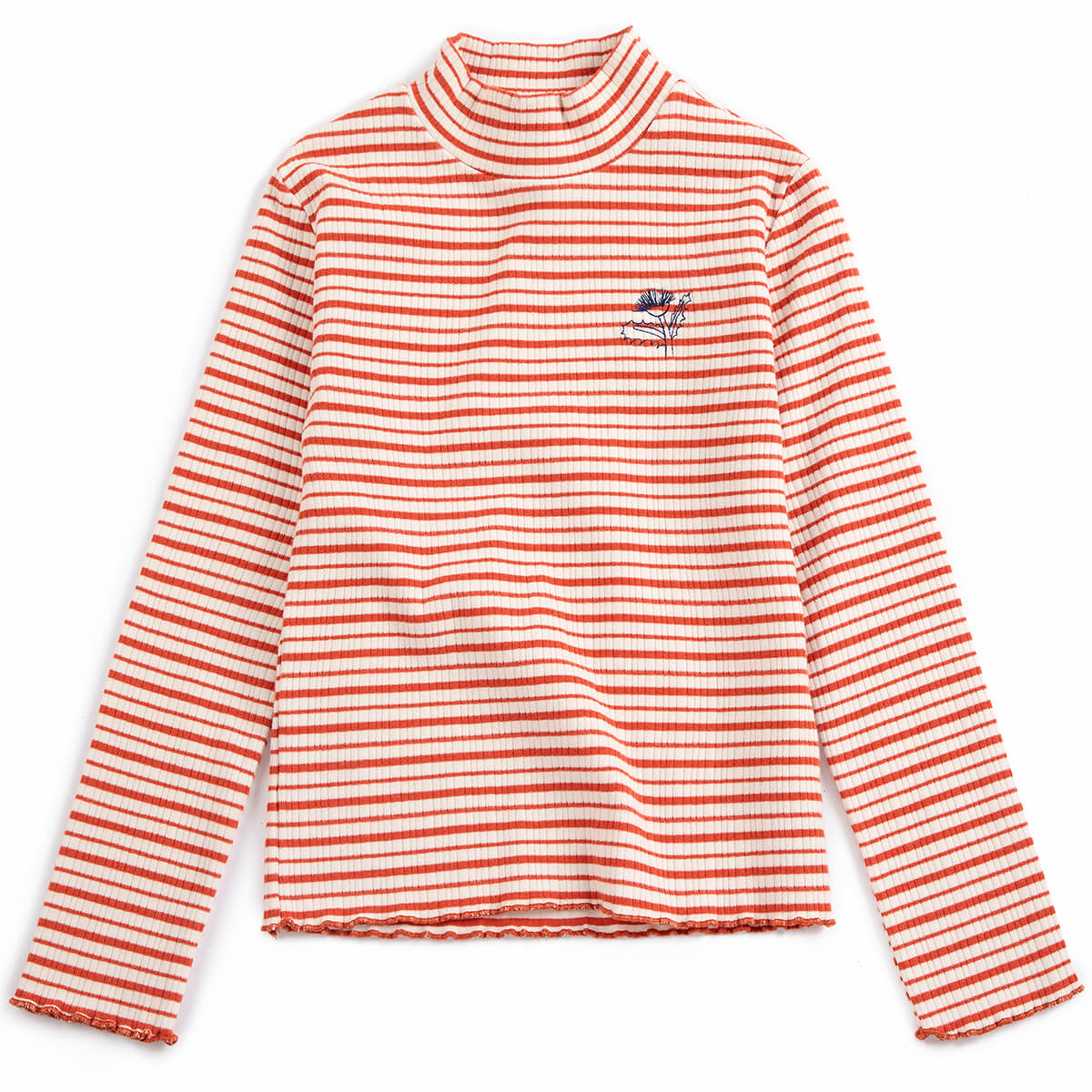 Energy Flower Stripes Turtleneck T-Shirt by Bobo Choses