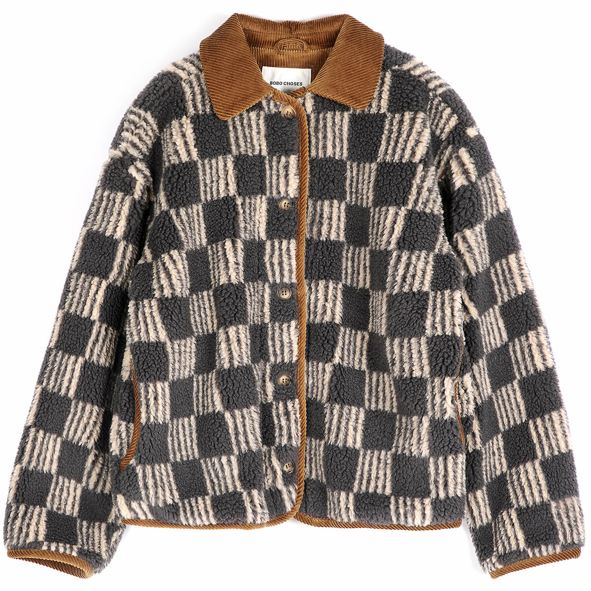 Almost Moiré Sherpa Jacket in Beige by Bobo Choses Womenswear