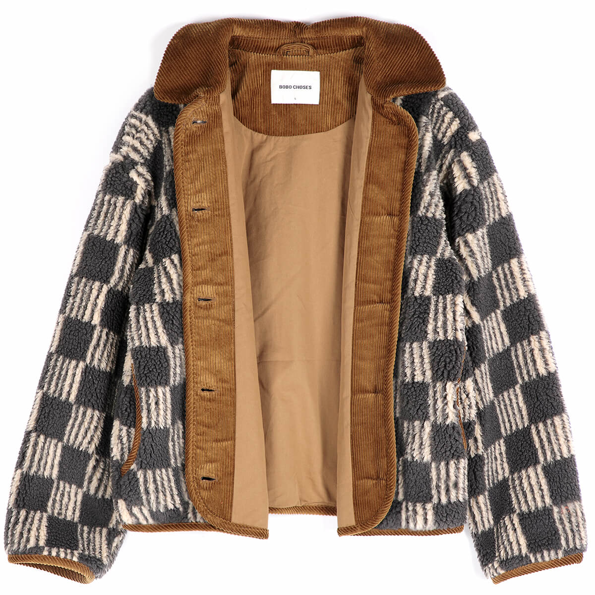 Almost Moiré Sherpa Jacket in Beige by Bobo Choses Womenswear