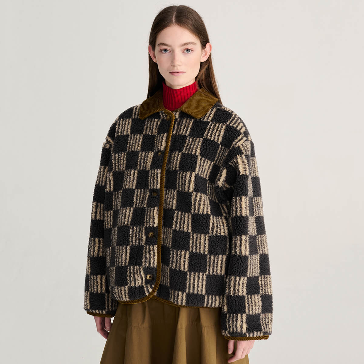 Almost Moiré Sherpa Jacket in Beige by Bobo Choses Womenswear