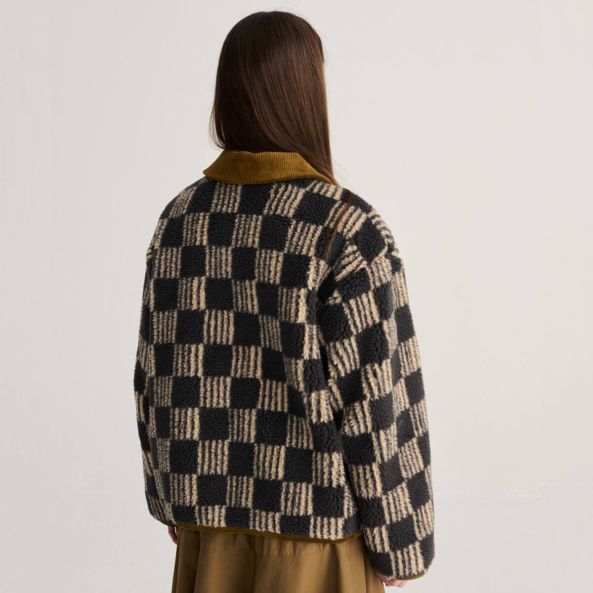 Almost Moiré Sherpa Jacket in Beige by Bobo Choses Womenswear