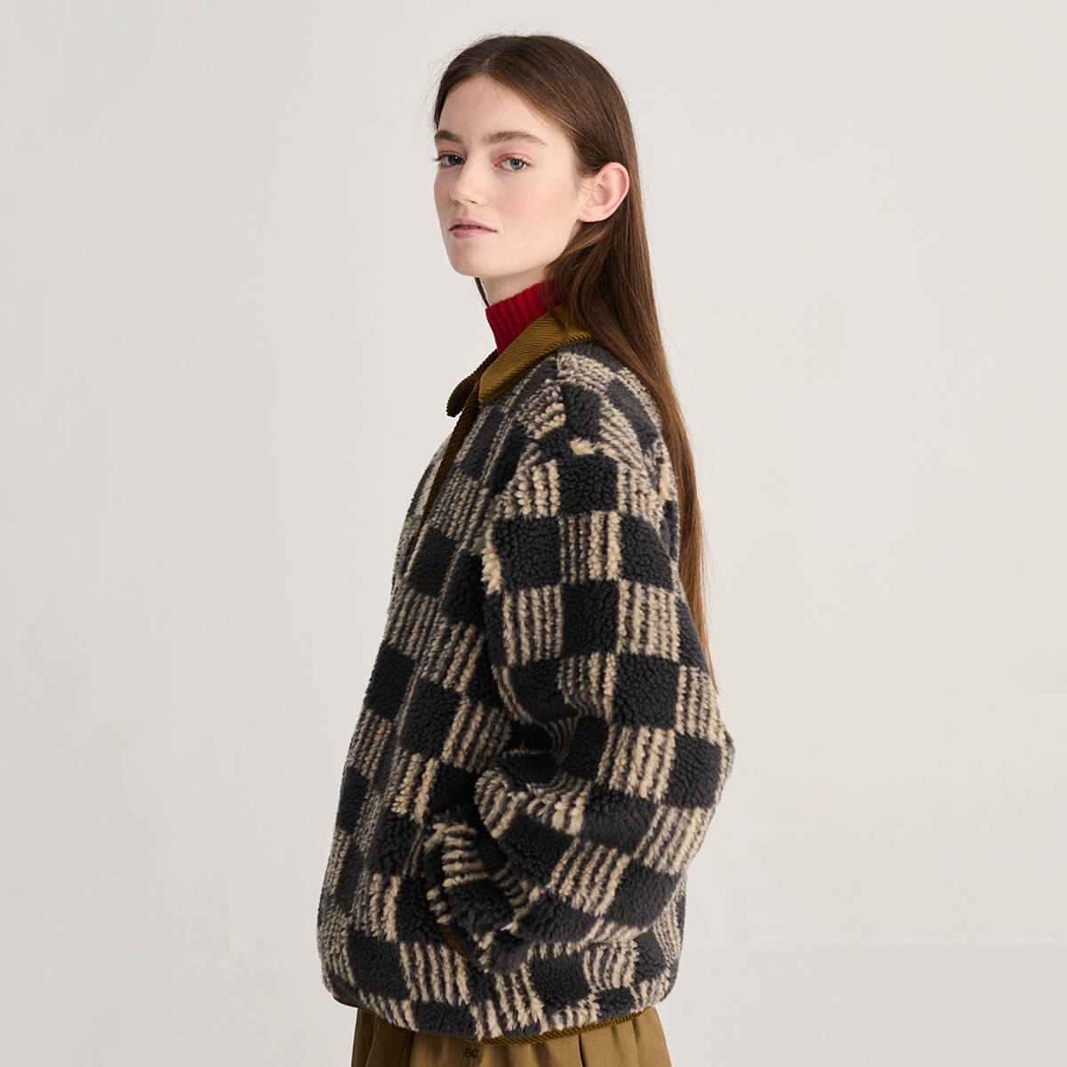 Almost Moiré Sherpa Jacket in Beige by Bobo Choses Womenswear