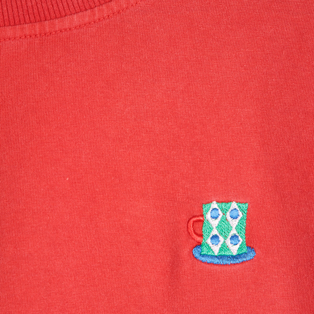 Monster Mug Embroidered T Shirt in Red by Bobo Choses Womenswear
