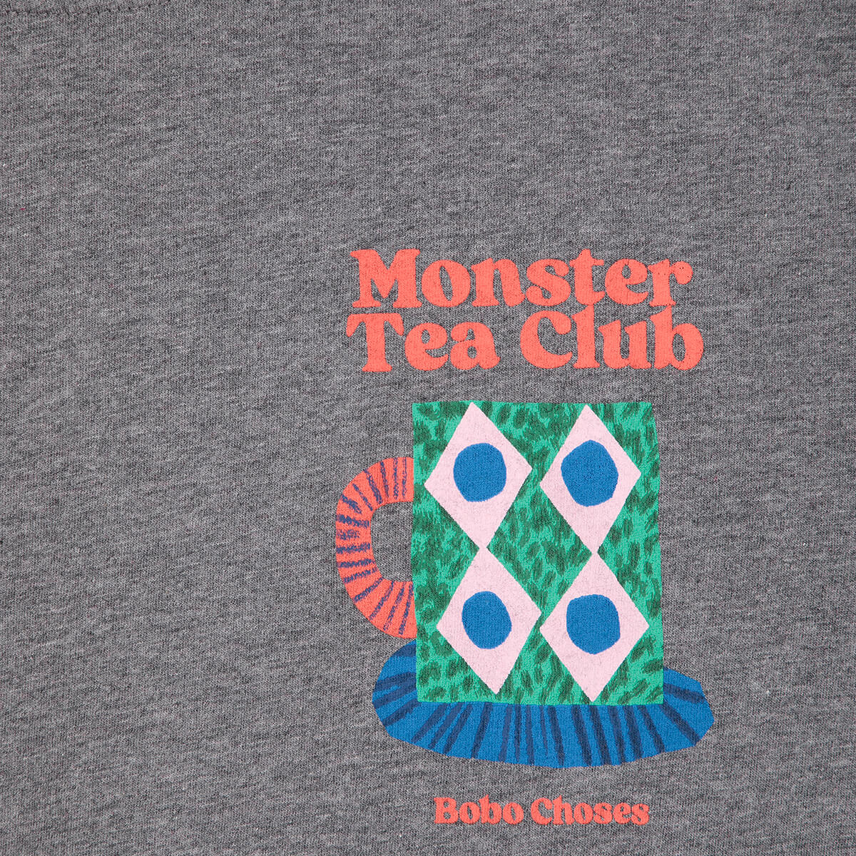 Monster Mug T Shirt in Heather Grey by Bobo Choses Womenswear