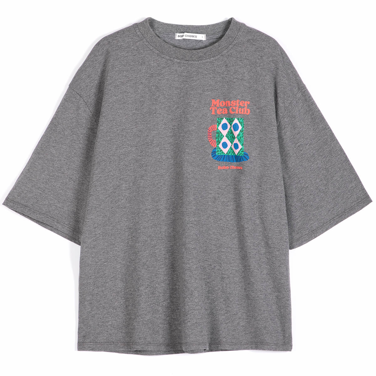 Monster Mug T Shirt in Heather Grey by Bobo Choses Womenswear