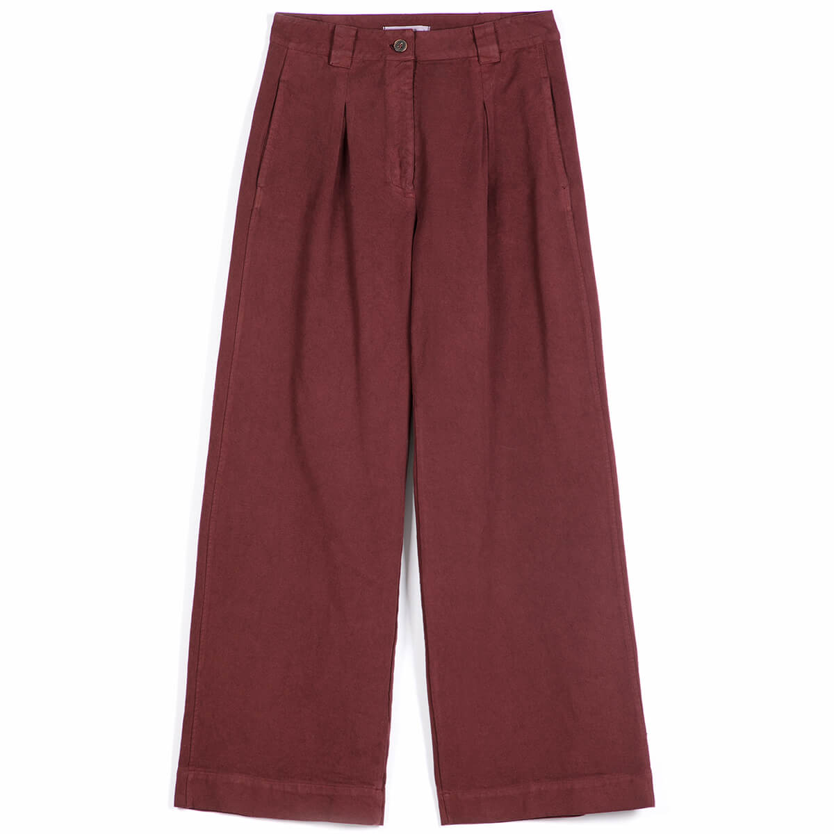 Pleated Twill Wide Leg Pants in Dark Brown by Bobo Choses Womenswear