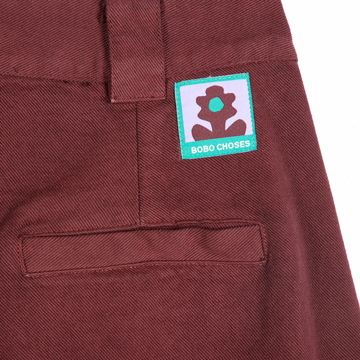 Pleated Twill Wide Leg Pants in Dark Brown by Bobo Choses Womenswear