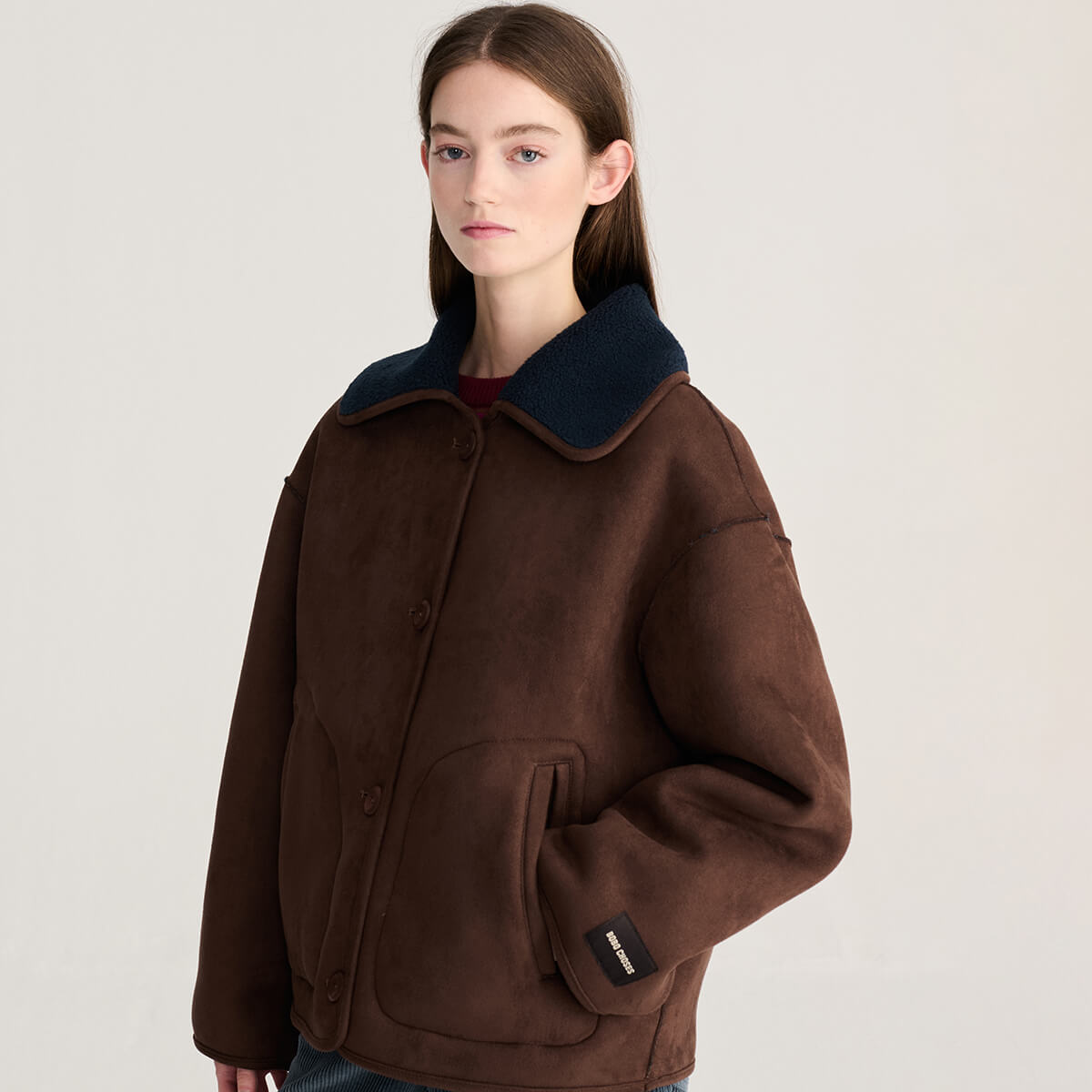 Reversible Sherpa Jacket in Dark Brown by Bobo Choses Womenswear
