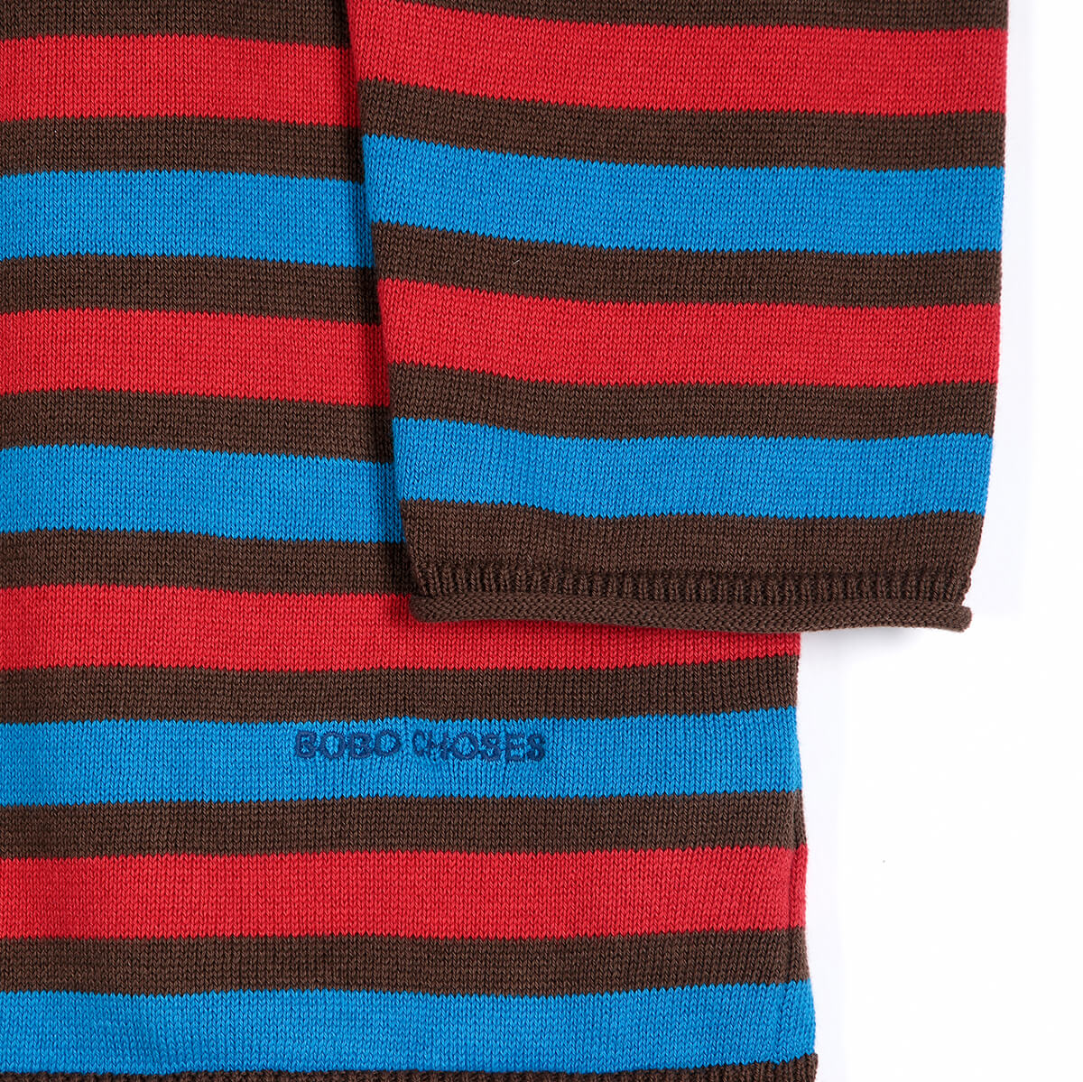 Striped Cotton Cardigan in Blue by Bobo Choses Womenswear