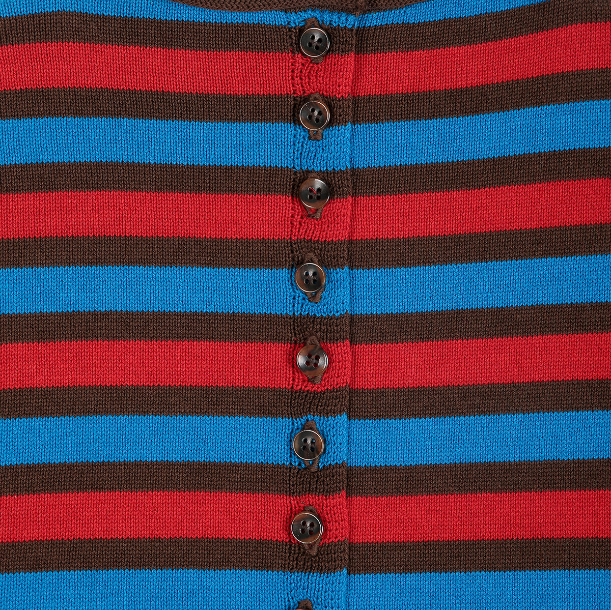 Striped Cotton Cardigan in Blue by Bobo Choses Womenswear